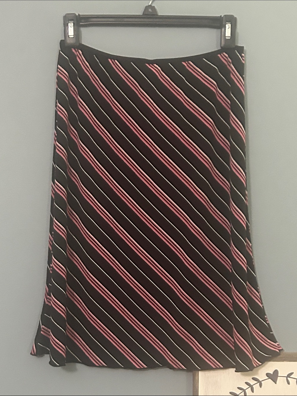 Y2K Wrapper Black A-Line Skirt with Pink Diagonal Stripes